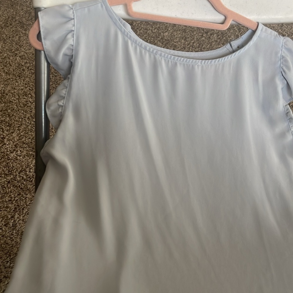 LOFT Sky Blue Ruffle Sleeve Blouse - Picture 2 of 6
